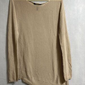 BCBG BEIGE Camille Dolman Slouchy Sweater Knit Top‎ Boatneck Off-Shoulder SZ L